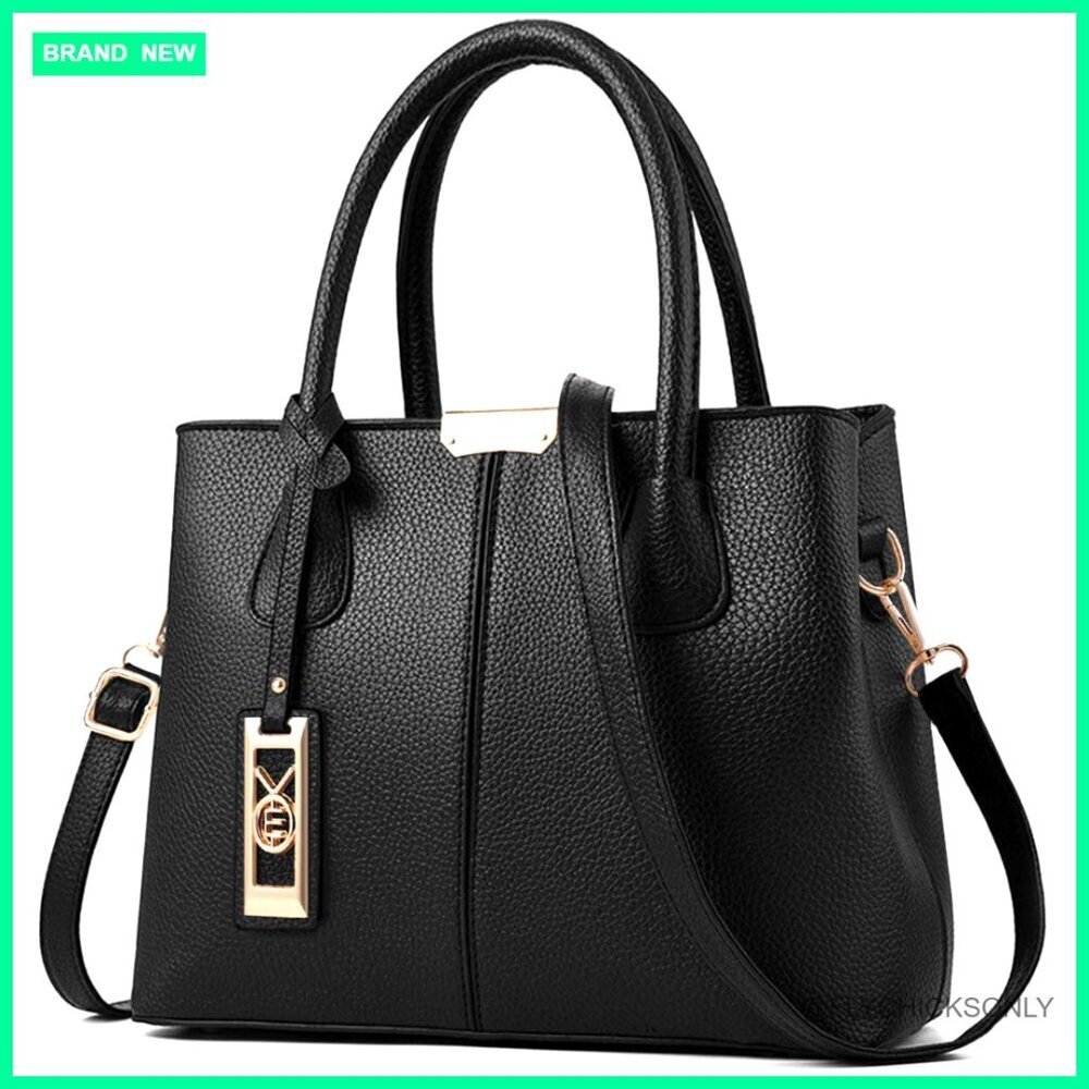 Medium PU Leather Satchel Tote with Detachable Shoulder Strap